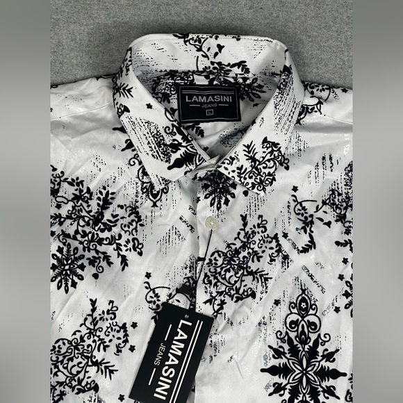 Lamasini Shirt Mens L Embellished Western Hispanic Streetwear Long Sleeve Velvet - Picture 2 of 16